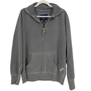 Y2K American Eagle 1/4 Zip Sweatshirt Mens XL Gray Distressed Logo Pullover VTG
